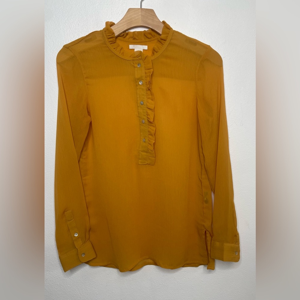 H&M Gold Sheer Long Sleeve Blouse